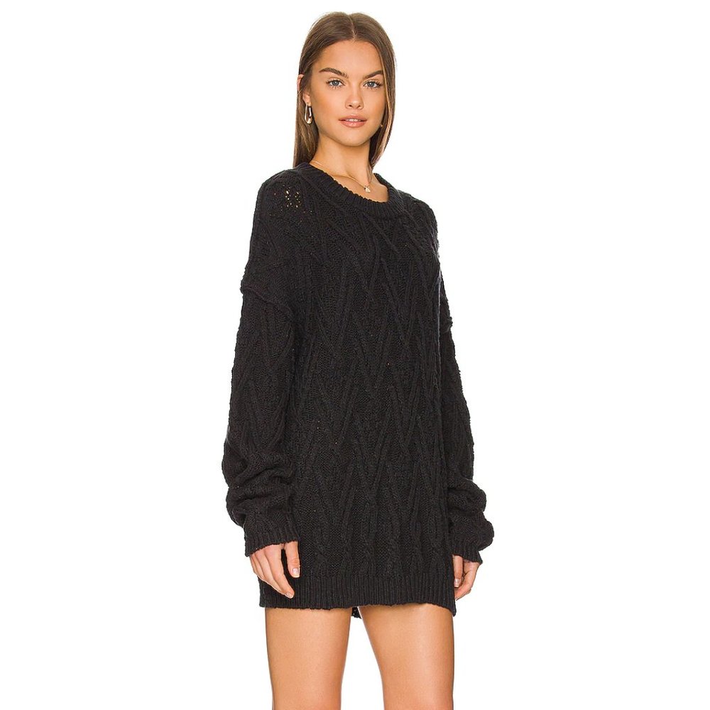Free People - Black Cable Knit Tunic Sweater
